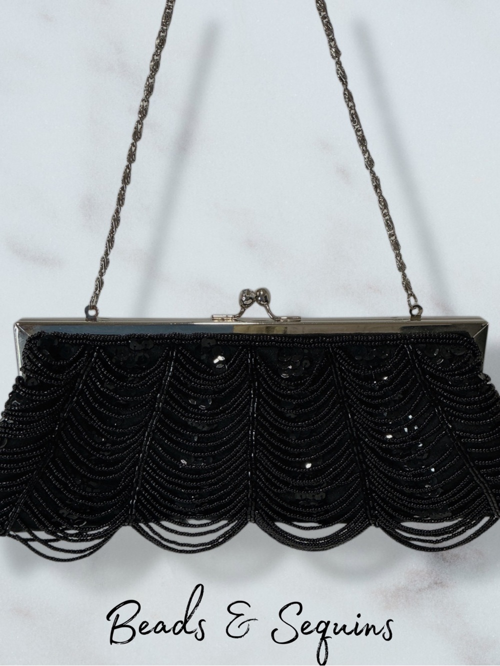 VINTAGE Beaded Sequins Evening Clutch Bag NEW